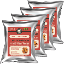 Coriolus Creek Double Mini Chocolate Chip Cookies- Four (4) Snack Packs With Immune Supporting Coriolus Versicolor Mushroom